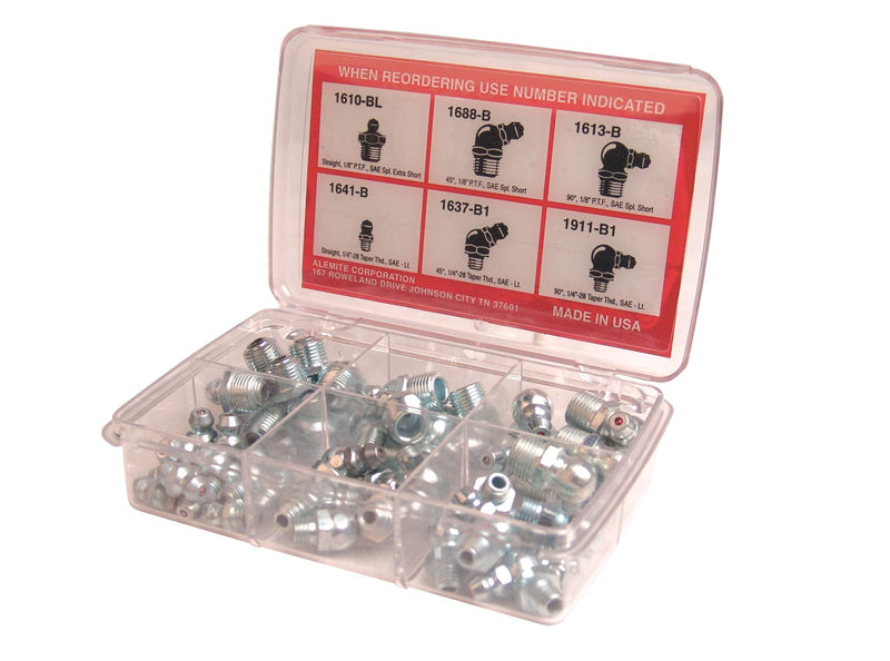 [Australia - AusPower] - Alemite 2365-1 48 Piece Pocket Pack Fitting Assortment, Contains Six Types of Fittings,Silver 