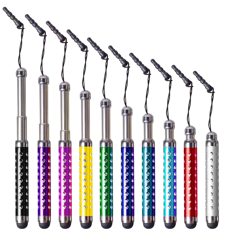 [Australia - AusPower] - IC ICLOVER 10pcs Bling Retractable Stylus Pens for iPhone 13/12/11/PRO/Pro Max/X/XS MAX, iPad, iPod, Samsung, Android Phone, Kindle, Tablet PC, Compatible with All Device with Capacitive Touch Screen 