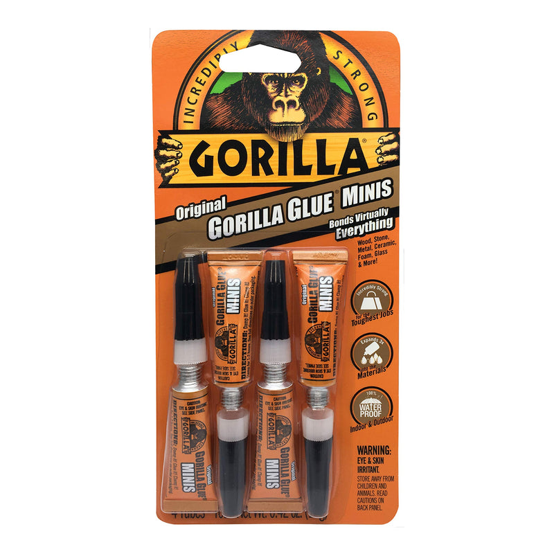 [Australia - AusPower] - Gorilla Minis, Original Waterproof Polyurethane Glue, Four 3 Gram Tubes, Brown, (Pack of 1) 1 - Pack 