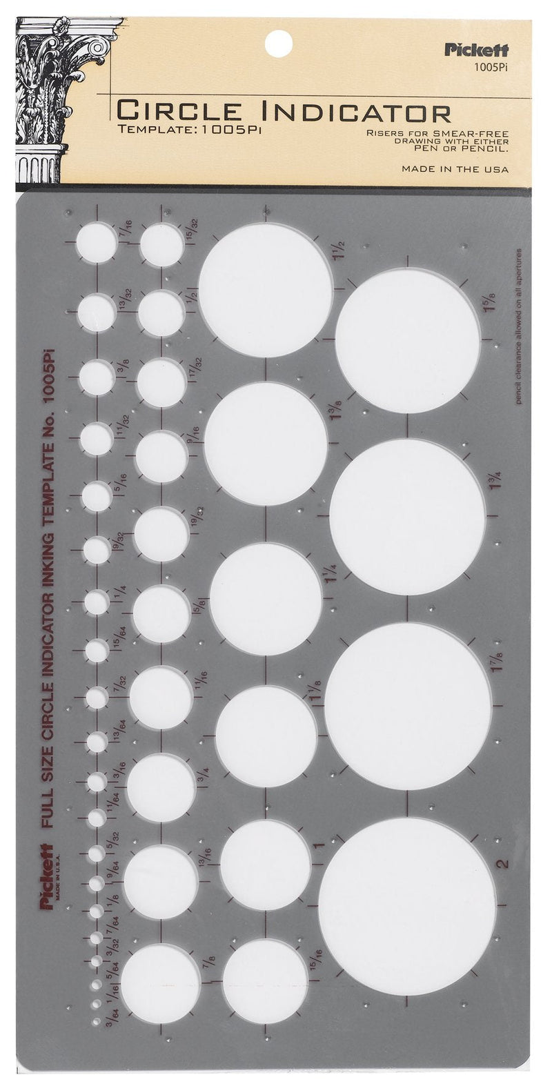 [Australia - AusPower] - Pickett Circle Indicator Template, Range From 3/64 to 2 Inches in Diameter (1005PI) 