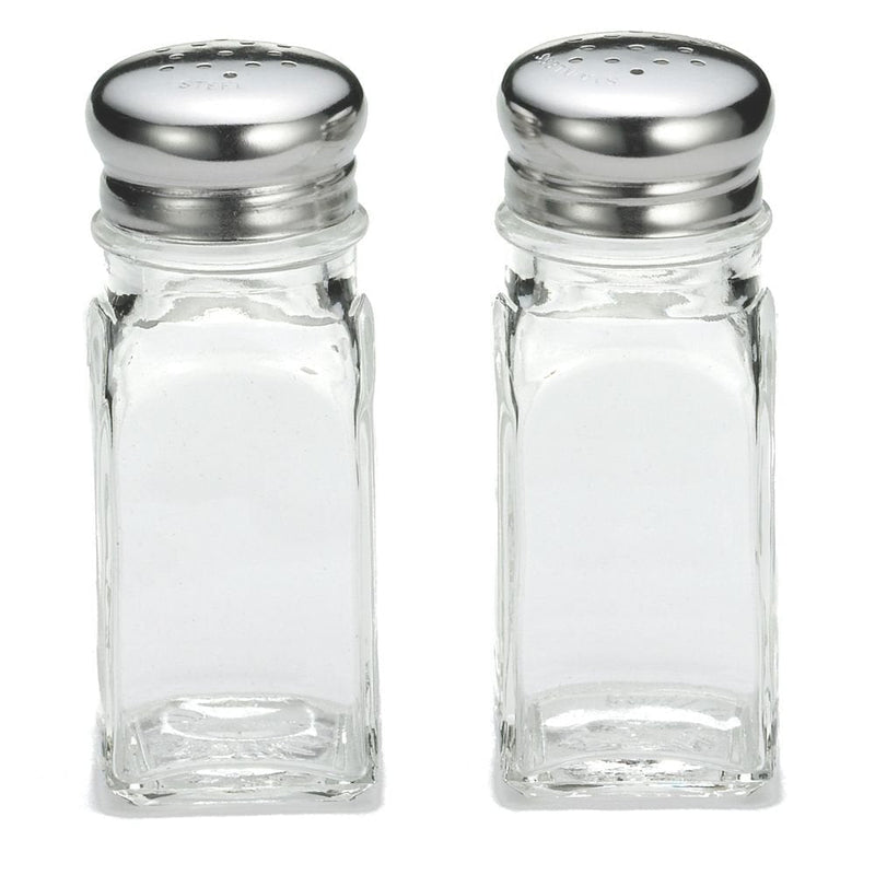 [Australia - AusPower] - Tablecraft Square Glass 2 Oz Salt & Pepper Shakers with S/S Tops 