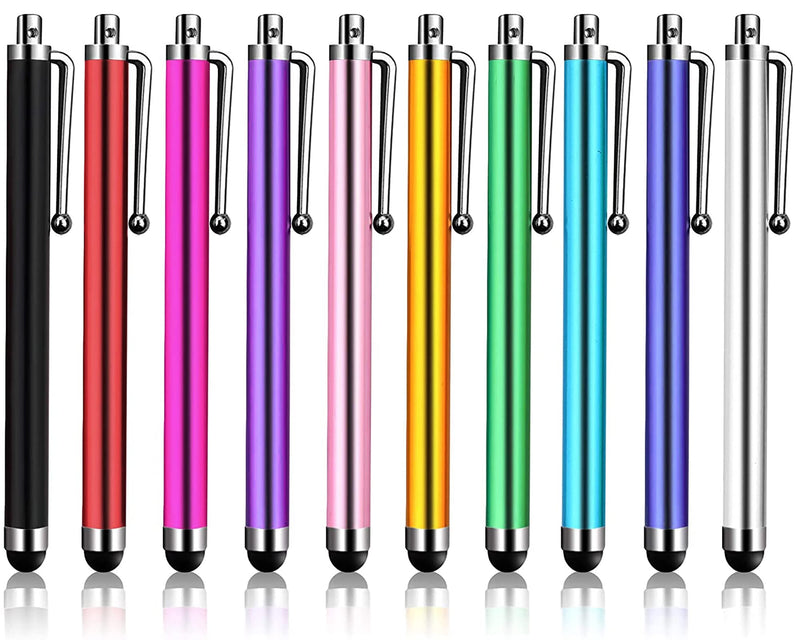 [Australia - AusPower] - Stylus Pen, IC ICLOVER 10PCS Long Styli Metal Touch Screen Pen for iPhone 12/PRO/Max/11/PRO/Max/SE2/X/XS MAX/8/8 Plus/7/7 Plus,ipad,iPod, Samsung, Android, Kindle, Tablet PC, Barnes & Noble,10 Colors White 