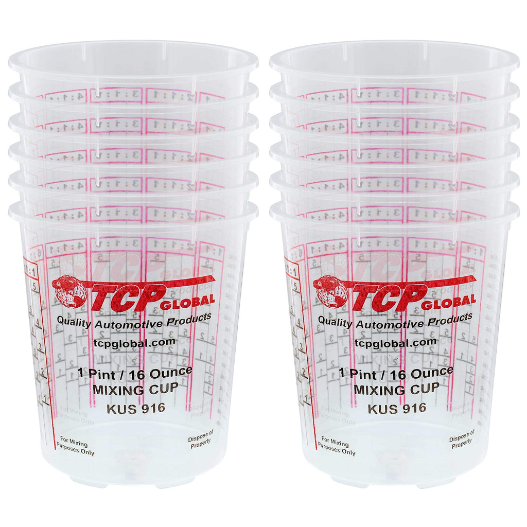[Australia - AusPower] - Custom Shop Pack of 12 Each - 16 Ounce Paint Mixing Cups = 1 Pint Cups Have calibrated Mixing ratios on Side of Cup Pack of 12 Paint and Epoxy Resin Mixing Cups Cups - Pack of 12 
