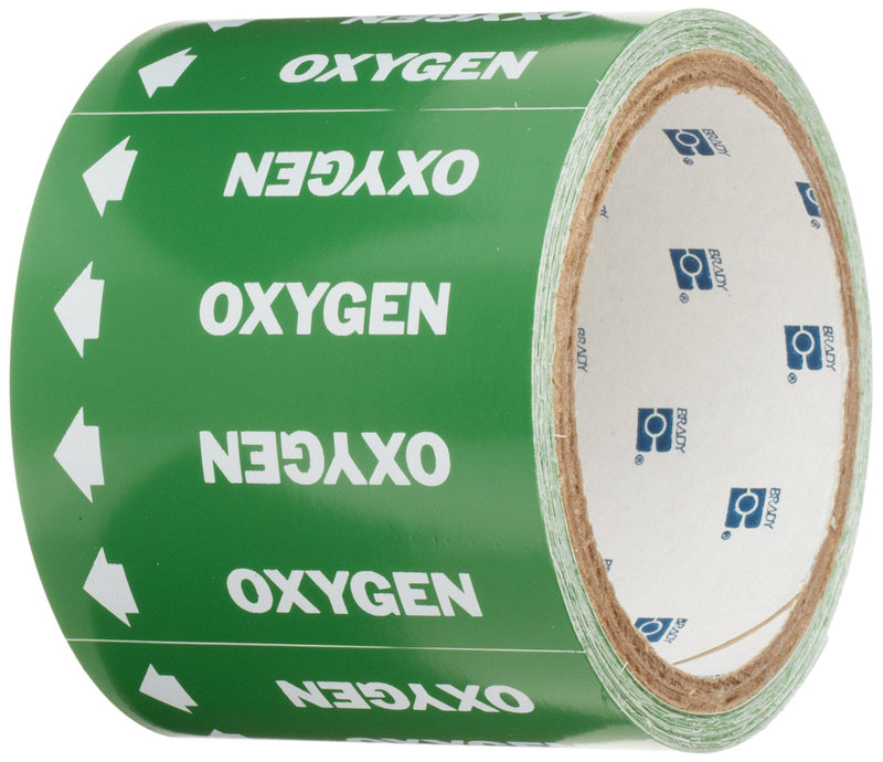 [Australia - AusPower] - Brady 98844 Medical Gas Pipe Markers-On-A-Roll, White On Green , Legend "Oxygen" 