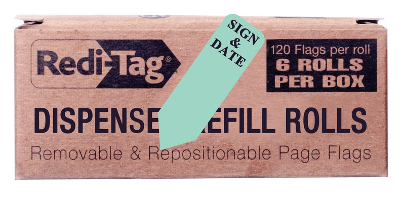 [Australia - AusPower] - Redi-Tag Please Sign and Date Reversible Printed Arrow Flags, 6 Roll Refill, 120 Flags per Roll, 1-7/8 x 9/16 Inches, Mint (91401) 6 Pack Refill Rolls Please Sign & Date 