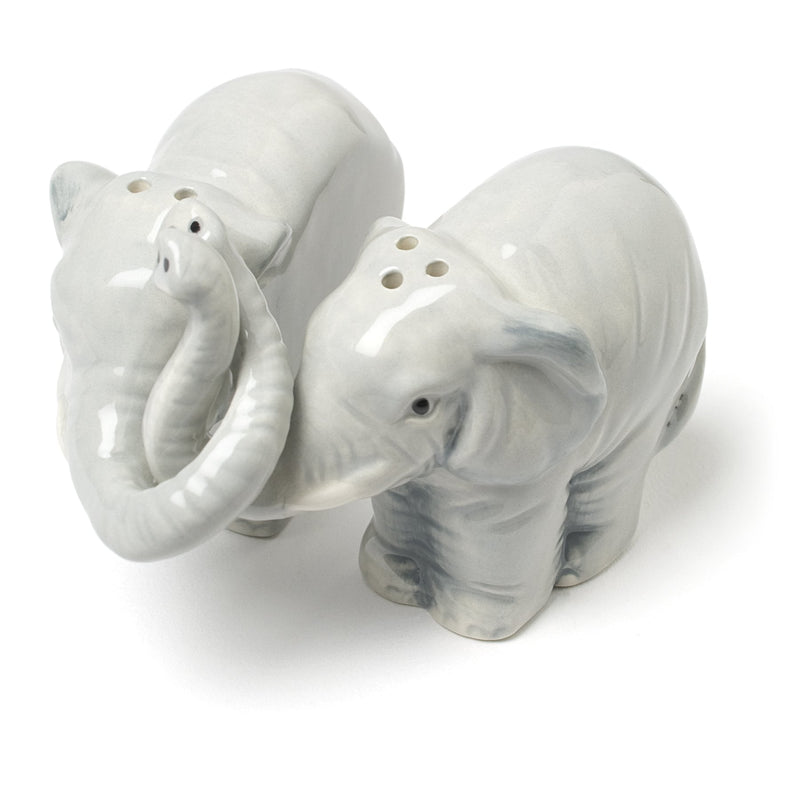 [Australia - AusPower] - Abbott Collection Hugging Elephants Ceramic Salt & Pepper Shaker Set, Gray 