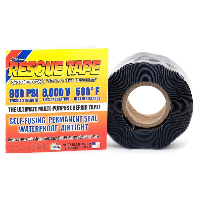 [Australia - AusPower] - Rescue Tape Bond It, Self-Fusing Silicone Tape, Emergency Plumbing Pipe & Radiator Hose Repair, Electrical Insulation, Military Std, 1" x12', Black 