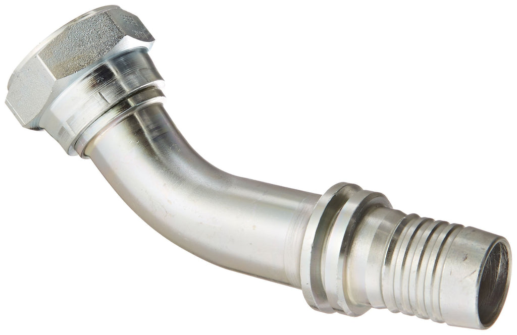 [Australia - AusPower] - Aeroquip 1S16BFA16 Carbon Steel Global Crimp Hose Fitting BSPP Female Swivel, 45 Degree Elbow, 1" Hose ID, 1" Pipe Size 