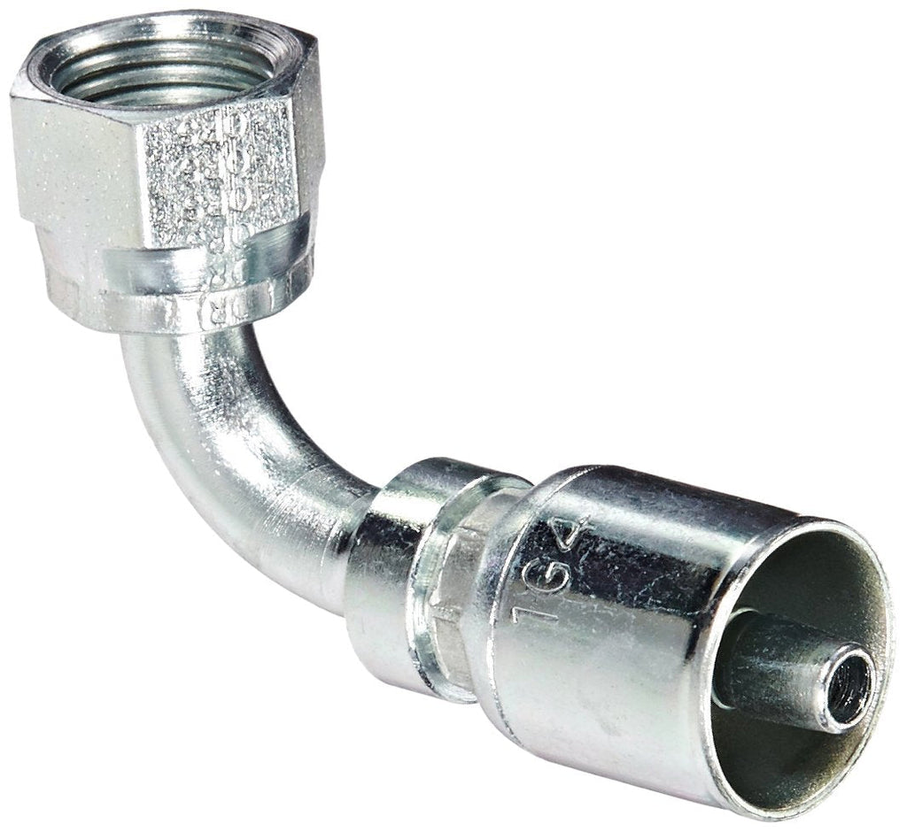 [Australia - AusPower] - Aeroquip 1GA4FRB4 Carbon Steel Global OTC (Over the Cover) Crimp Hose Fitting Female ORS Swivel, 90 Degree Elbow, 1/4" Hose ID, 1/4" Tube Size 