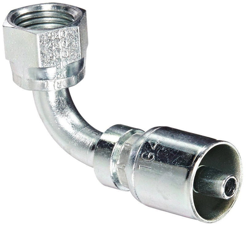 [Australia - AusPower] - Aeroquip 1GA4FRB4 Carbon Steel Global OTC (Over the Cover) Crimp Hose Fitting Female ORS Swivel, 90 Degree Elbow, 1/4" Hose ID, 1/4" Tube Size 