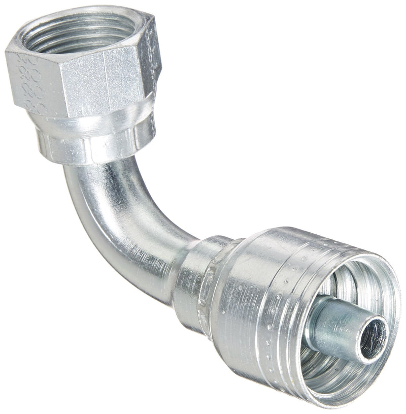 [Australia - AusPower] - Aeroquip 1AA8FRB6 Carbon Steel Global TTC (Thru the Cover) Crimp Hose Fitting Female ORS Swivel, 90 Degree Elbow, 3/8" Hose ID, 13/16" - 16 Thread 