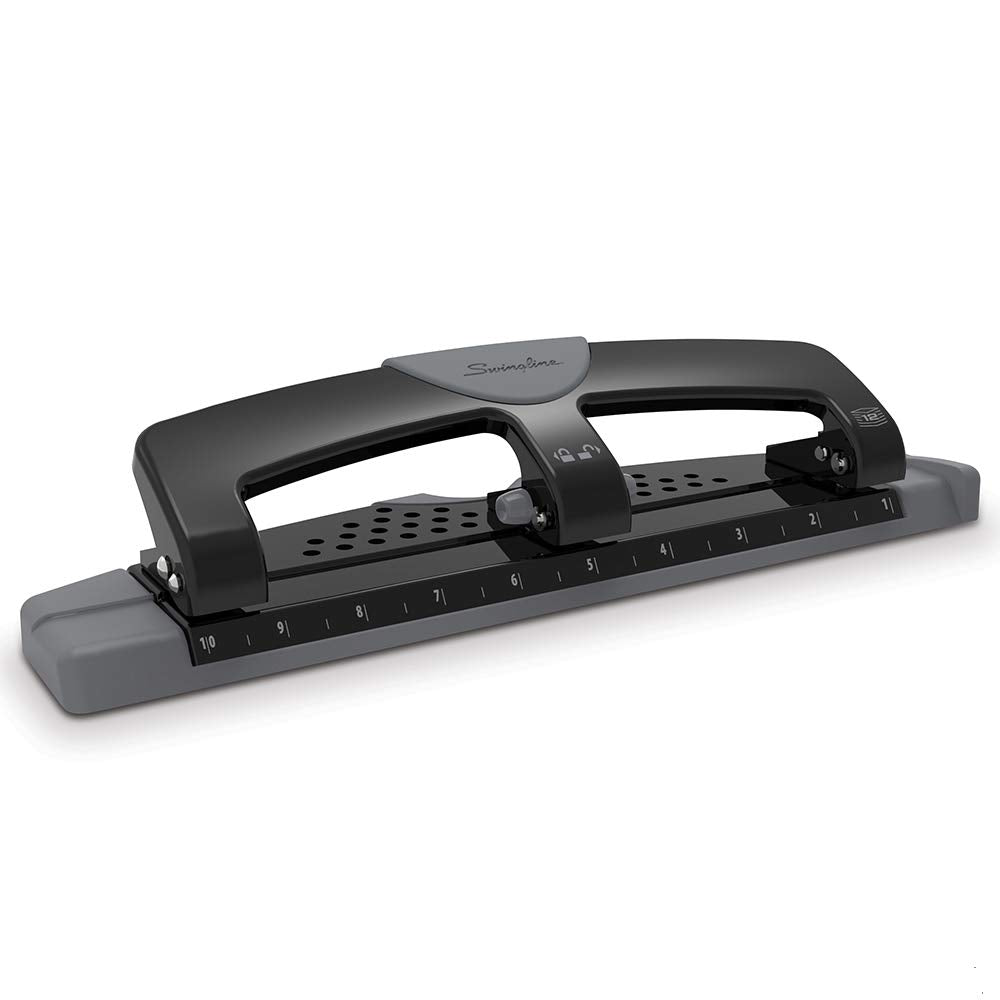 [Australia - AusPower] - Swingline 3 Hole Punch, Hole Puncher, 12 Sheet Punch Capacity, Low Force, SmartTouch, Black/Gray (74134) 