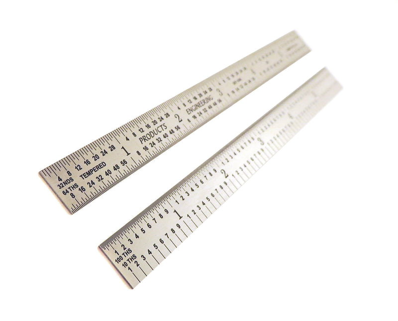 [Australia - AusPower] - PEC Tools USA 12" Flexible Stainless 5R Machinist Engineer Ruler / Rule 1/64, 1/32, 1/10, 1/100 
