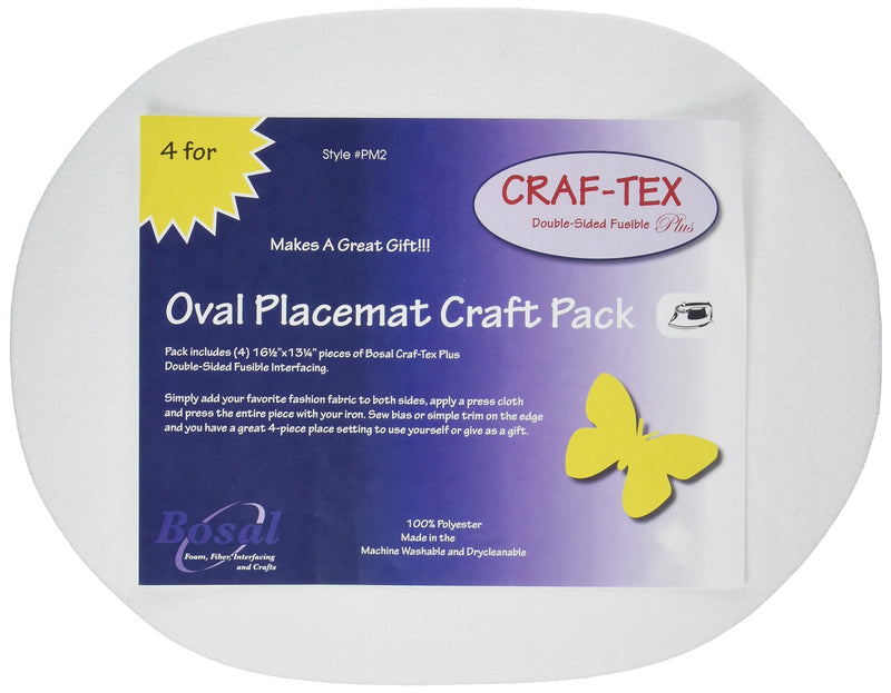 [Australia - AusPower] - Bosal Craf-Tex Oval Placemat Craft Pack-16-1/2 X13-1/4 Oval White 4/Pkg 
