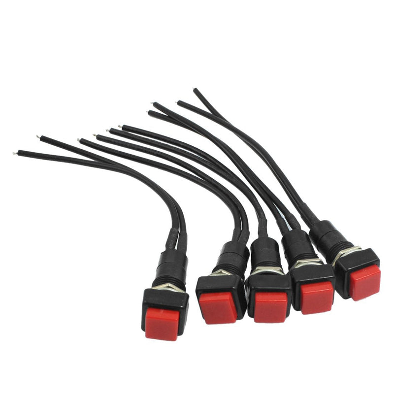 [Australia - AusPower] - uxcell 5Pcs 10mm Red Square Wired Horn NO Momentary Push Button Switch AC 250V 3A 