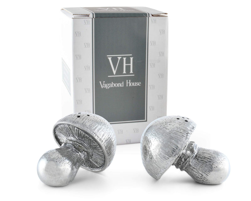 [Australia - AusPower] - Vagabond House Pewter Mushroom Salt and Pepper Shaker Set 2 inch Wide x 2.5 inch Tall 
