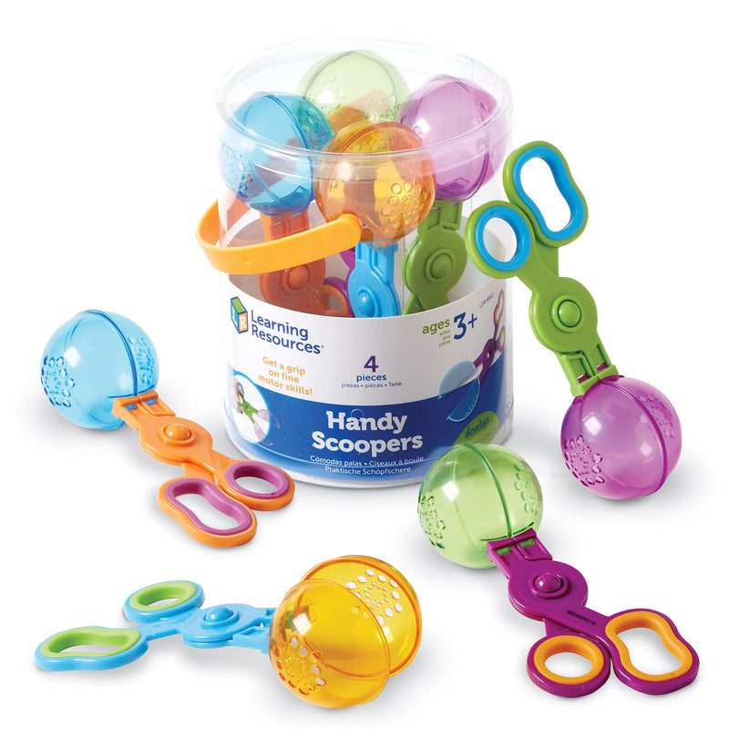 [Australia - AusPower] - Learning Resources Handy Scoopers - 4 Pieces, Ages 3+ Toddler Learning Toys, Fine Motor and Sensory Toys, Sand Box Toys for Toddlers, Kid Tweezers standart 