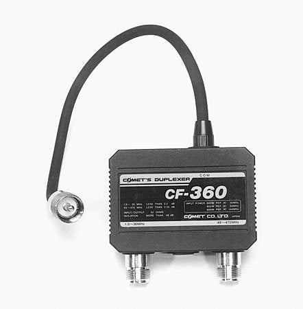 [Australia - AusPower] - Comet Original CF-360A 1.3-30/49-470 MHz Duplexer w/Leads Connectors: Ouput SO-239, Low in PL-259, High in PL-259 