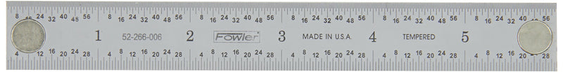 [Australia - AusPower] - Fowler 52-266-006 Inch/Metric Series Rigid Style Magnetic Steel Rules, 6"/150mm Max Measuring 