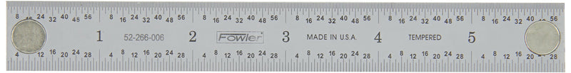 [Australia - AusPower] - Fowler 52-266-006 Inch/Metric Series Rigid Style Magnetic Steel Rules, 6"/150mm Max Measuring 