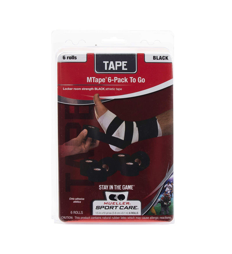 [Australia - AusPower] - Mueller Athletic Tape, 1.5" x 10yd Roll, Black, 6 Pack 