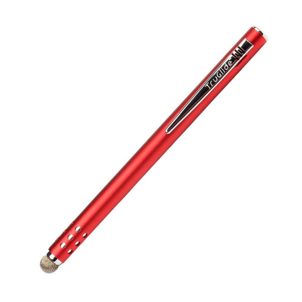 [Australia - AusPower] - Lynktec TruGlide Mesh Fiber Stylus with Microfiber Knit Tip for All Capacitive Touch Screen Tablets, iPad, and Smartphone (Red with Silver Clip) Red with Silver Clip 