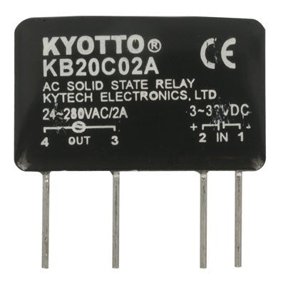 [Australia - AusPower] - Kyoto Electric KB20C02A Solid State Relay, 32V DC Input, 2 Amp, 280V AC Output, 4-Pin, 1.5" H x 1.4" L x 0.3" W 