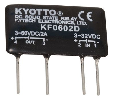 [Australia - AusPower] - Kyoto Electric KF0602D DC-to-DC Solid State Relay, 32 Volt, DC Input, 2 Amp, 4-Pin, 1.4"L x 0.3"W x 0.9"H 