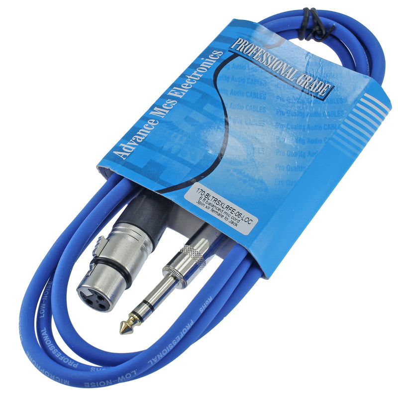 [Australia - AusPower] - MCSPROAUDIO 1/4" TRS to 3 Pin XLR Female Pro Audio Patch Cable Balanced and Shielded (6 Foot Feet ft Long, Blue) 6 ft long 