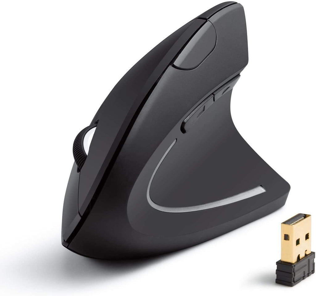 [Australia - AusPower] - Anker 2.4G Wireless Vertical Ergonomic Optical Mouse, 800 / 1200 /1600 DPI, 5 Buttons for Laptop, Desktop, PC, Macbook - Black 