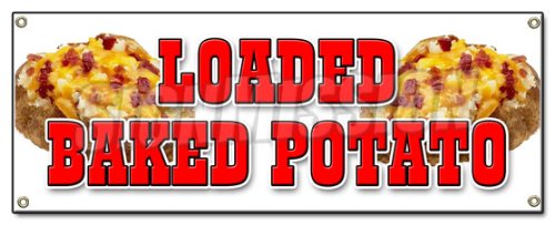[Australia - AusPower] - Loaded Baked Potato Banner Sign Idaho Fresh hot Bacon Cheese Soup Topped 18''x48" 