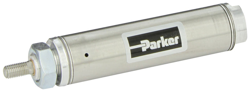 [Australia - AusPower] - Parker 1.06NSR02.0 Stainless Steel Air Cylinder, Round Body, Single Acting, Spring Return, Nose Mount, Non-cushioned, 1-1/16 inches Bore, 2 inches Stroke, 5/16 inches Rod OD, 1/8" NPT Port 