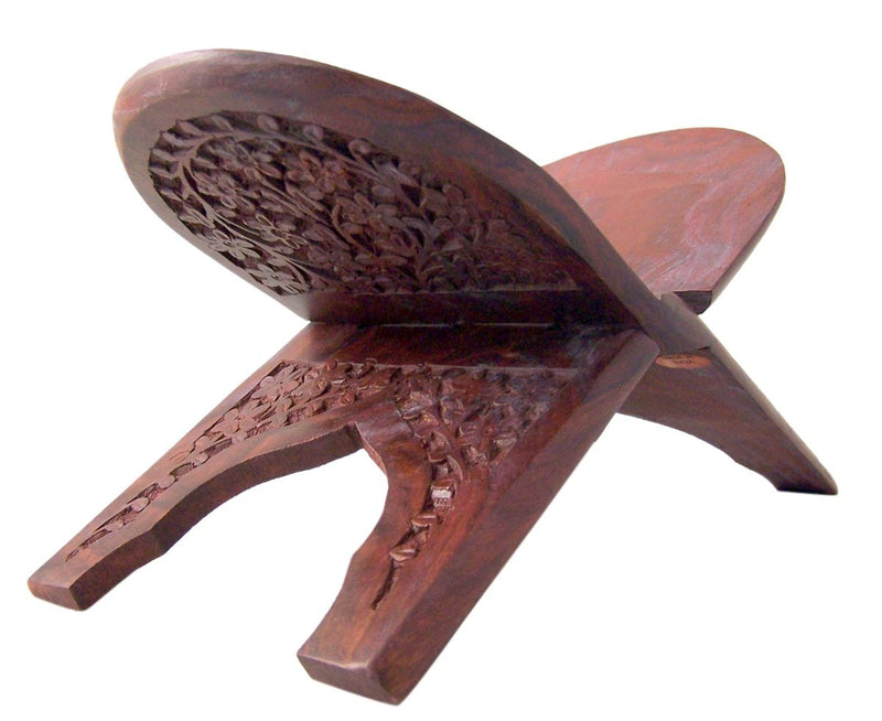 [Australia - AusPower] - Carved Rosewood Bible Hymnal or Missal Display Stand, 10 Inch 
