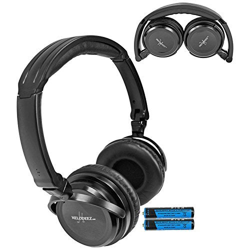 [Australia - AusPower] - 1 Two Channel Fold Flat Adjustable Child-Adult Size Universal Rear Entertainment System Infrared Headphone Wireless IR DVD Player Head Phone for in Car TV Video Audio Listening 