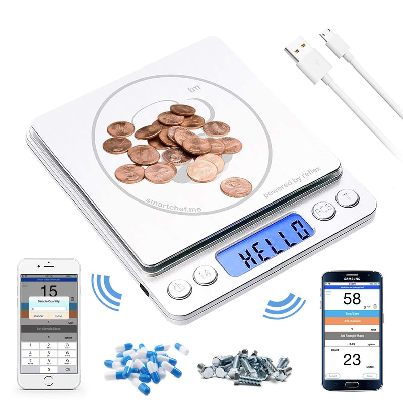 [Australia - AusPower] - Coin Counting, Pill Counting Tray, Parts Counting Scale, Yarn Scale, lab Scale, Value Calculation, reflex 500g / 0.01g, Free SmartCounter Smartlogs app, Wireless, USB Rechargeable 