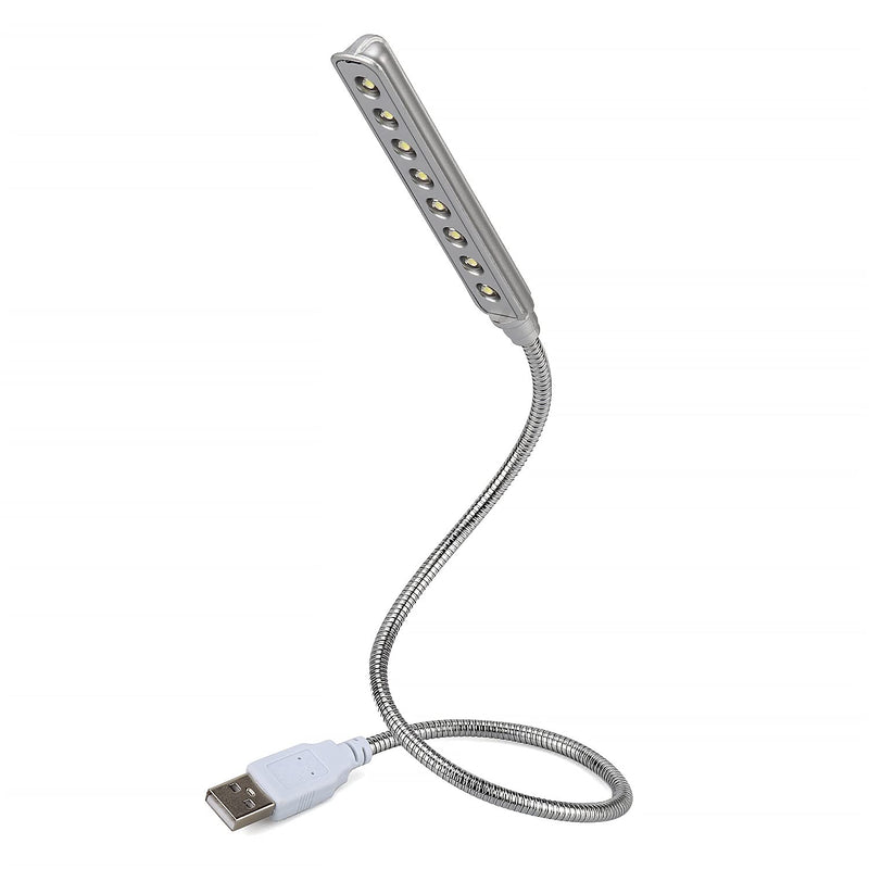 [Australia - AusPower] - USB LED Light - 8 Super Bright LED Reading Lamp - No Batteries Needed - PC & Mac Compatible (ULT05 Silver) 