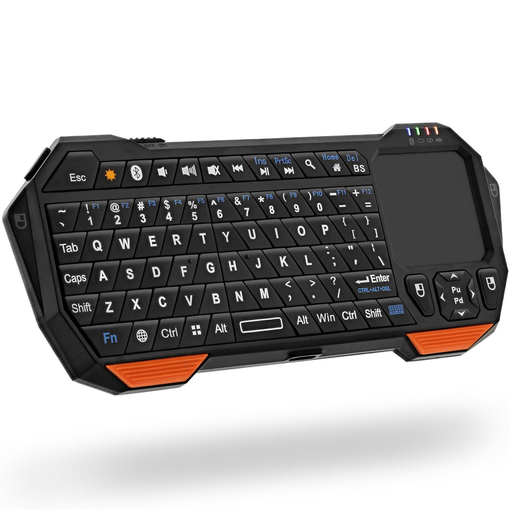 [Australia - AusPower] - Fosmon Mini Bluetooth Keyboard (QWERTY Keypad), Wireless Portable Lightweight with Built-In Touchpad, Compatible with Apple TV, PS4, HTPC/IPTVVR Glasses, Smartphones and more 