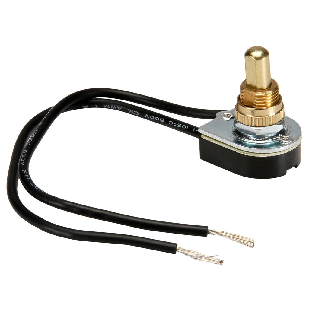 [Australia - AusPower] - NTE Electronics 54-660 Pushbutton Canopy Switch, SPST Circuit, ON-Off Action, 3/8" Brass Plate Actuator, 18 AWG Terminal, 3 Amp, 250V 
