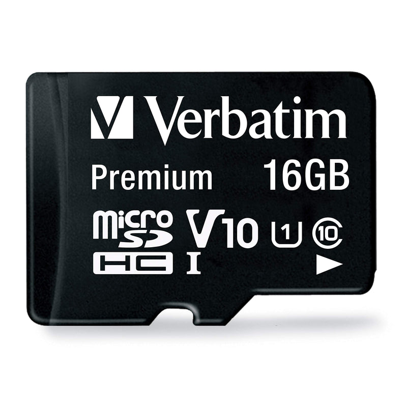 [Australia - AusPower] - Verbatim 16GB Premium microSDHC Memory Card with Adapter, UHS-I V10 U1 Class 10, Black (44082) 