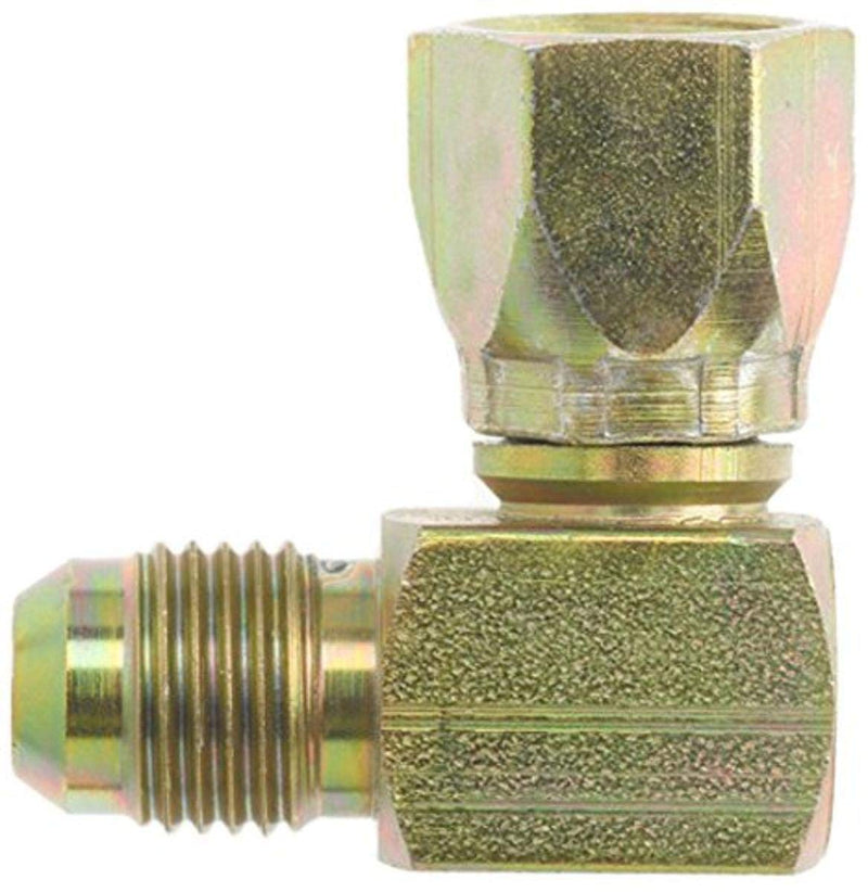 [Australia - AusPower] - Brennan Industries 6500-04-04-FG Forged Steel 90 Degree Elbow Tube Fitting, 7/16"-20 SAE x 7/16"-20 SAE Thread, 1/4" Male JIC x 1/4" Female JIC Swivel 