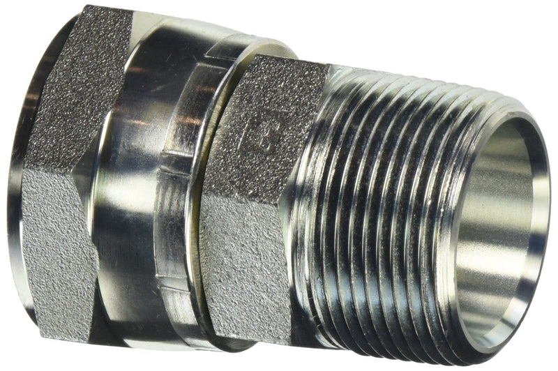 [Australia - AusPower] - Brennan Industries 6505-20-20 Steel Straight Tube Fitting, 1-1/4"-11-1/2 NPTF x 1-5/8"-12 SAE Thread, 1-1/4" Male NPTF x 1-1/4" Female JIC Swivel 