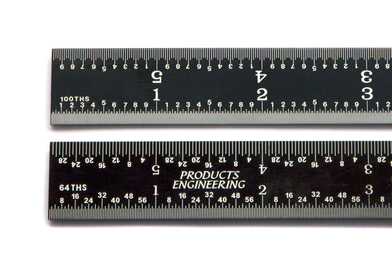 [Australia - AusPower] - PEC Tools 12" Precision 16R Rigid Ruler Black Chrome"High Contrast" 1/50, 1/100, 1/32, 1/64 