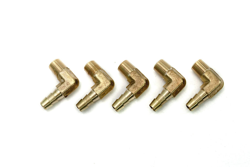 [Australia - AusPower] - Generic 90 Degree Elbow Brass Barb Fitting 1/4 ID Hose x 1/8-Inch Male NPT Air( Pack of 5 ) 