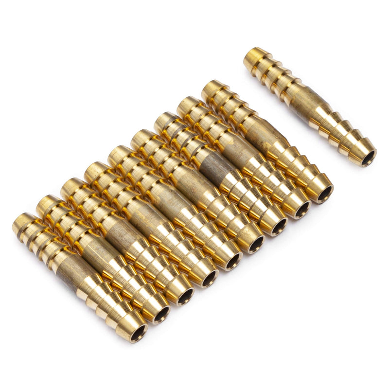 [Australia - AusPower] - LTWFITTING Brass Barb Splicer Mender 1/4-Inch Hose ID Fitting Air Water Fuel Hose Joiner(Pack of 10) 
