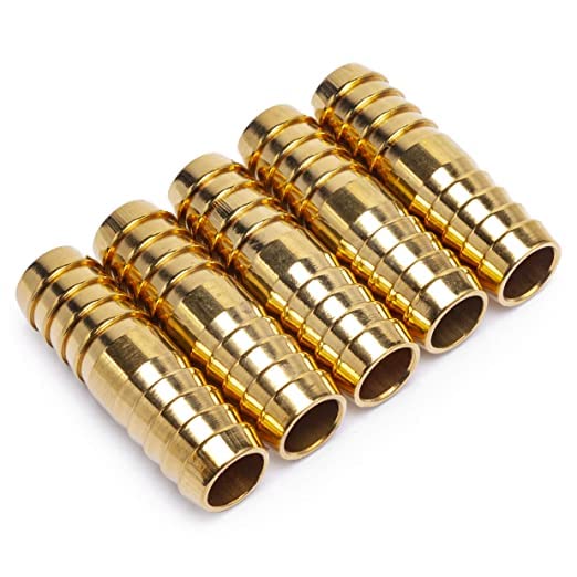 [Australia - AusPower] - LTWFITTING Brass Barb Splicer Mender 5/8-Inch ID Hose Fitting Air Boat Fuel Hose Joine(Pack of 5) 
