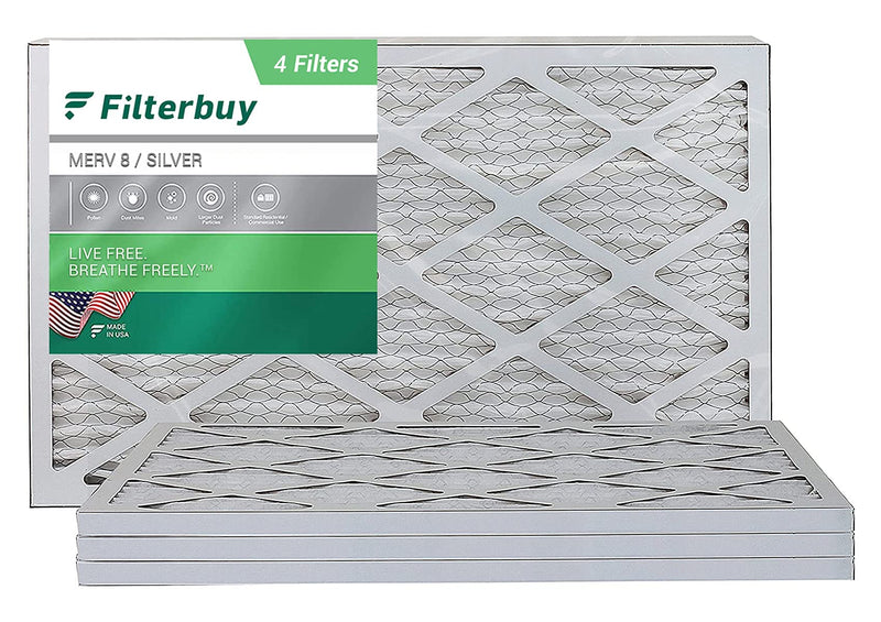 [Australia - AusPower] - Filterbuy 12x20x1 Air Filter MERV 8, Pleated HVAC AC Furnace Filters (4-Pack, Silver) 