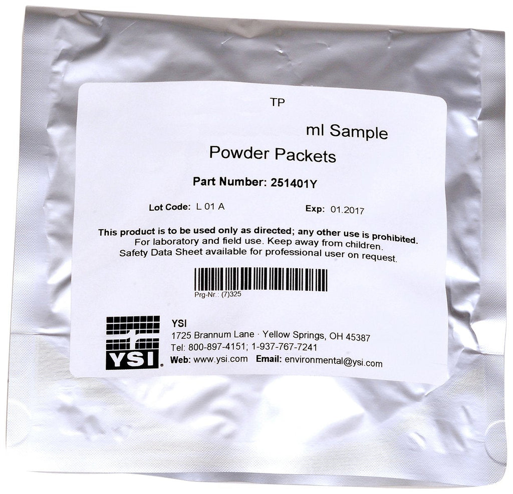 [Australia - AusPower] - YSI 251401Y DPD Free Chlorine Reagent Powder for pHotoFlex and 900 Chlorine Colorimeter, EPA Approved, 10ml Volume, 0.02 to 2mg/L Range (Pack of 100) 