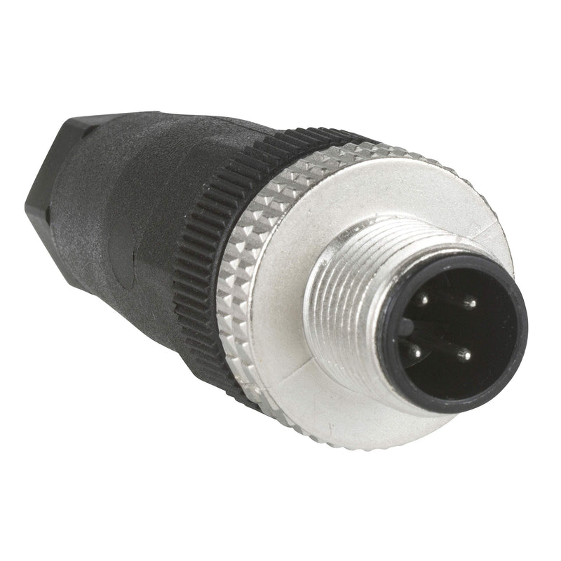 [Australia - AusPower] - Telemecanique XZCC12MDM40B Sensor Connector, Male Straight, M12, 4 Pins, Pg 7 Cable Gland, Metal Collar 