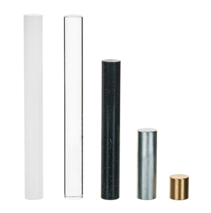 [Australia - AusPower] - 5pc Equal Mass Density Set - Aluminum, Brass, Nylon, Acrylic & Polyvinyl Chloride (PVC) - for Specific Heat, Specific Gravity & Density Experimentation - Eisco Labs 