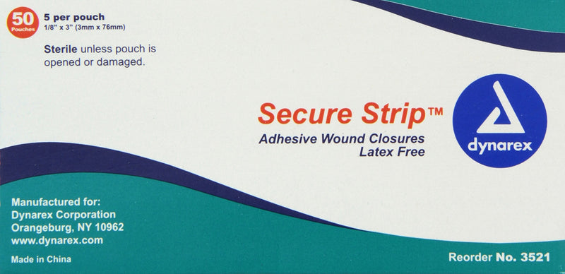 [Australia - AusPower] - Dynarex Wound Closure Strips, Sterile, 1/8 X 3 Inch, 50 Count 